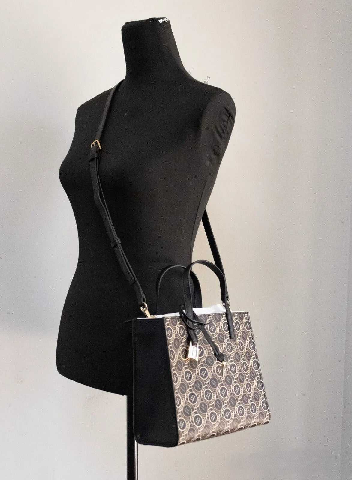 Marc Jacobs Mini Grind Signet Printed Leather Crossbody Tote Handbag