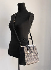 Marc Jacobs Mini Grind Signet Printed Leather Crossbody Tote Handbag