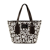 Marc Jacobs Black White Monogram Saffiano Leather Tote Crossbody Bag