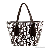 Marc Jacobs Black White Monogram Saffiano Leather Tote Crossbody Bag