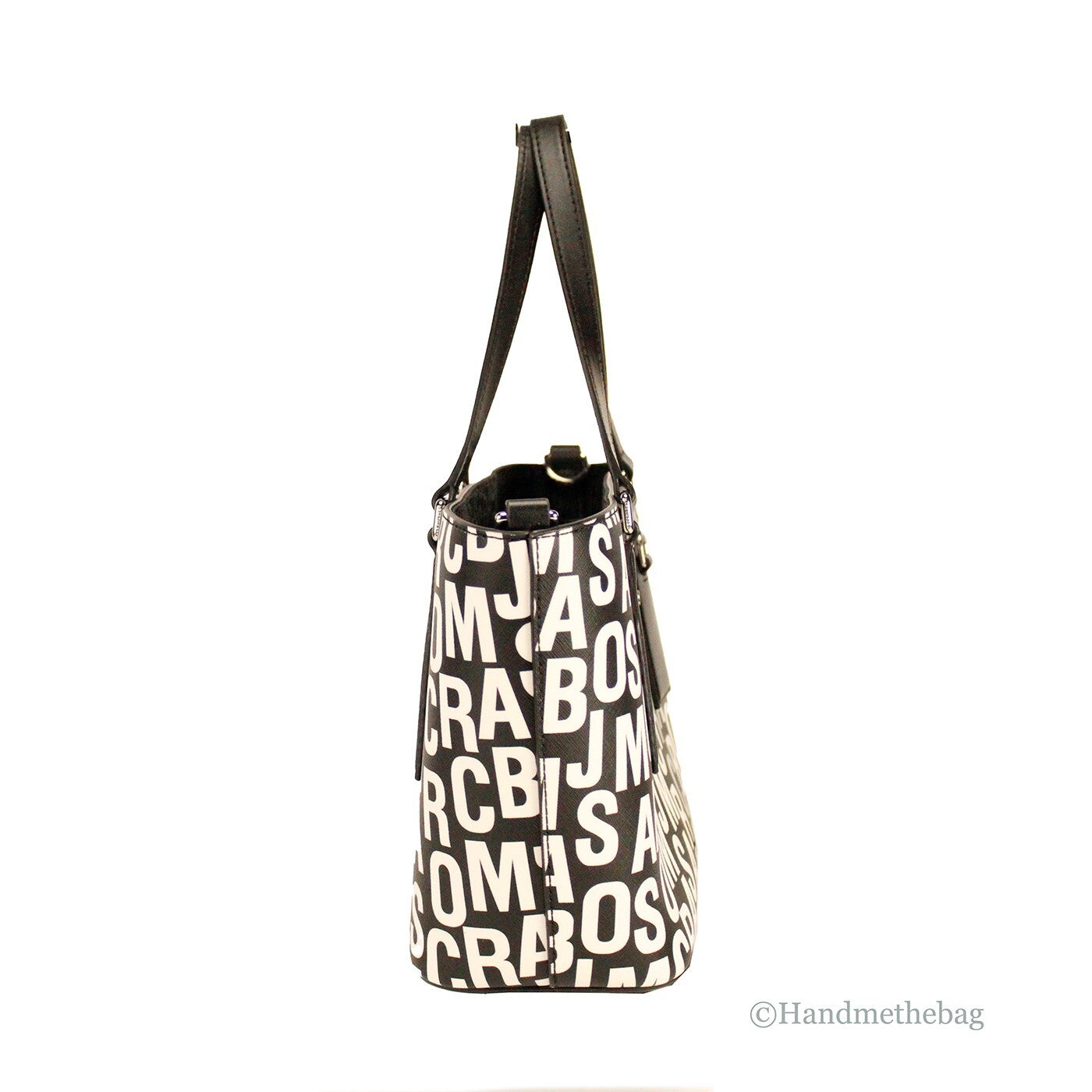 Marc Jacobs Black White Monogram Saffiano Leather Tote Crossbody Bag