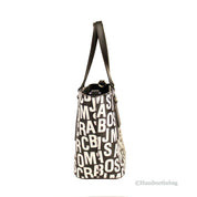 Marc Jacobs Black White Monogram Saffiano Leather Tote Crossbody Bag