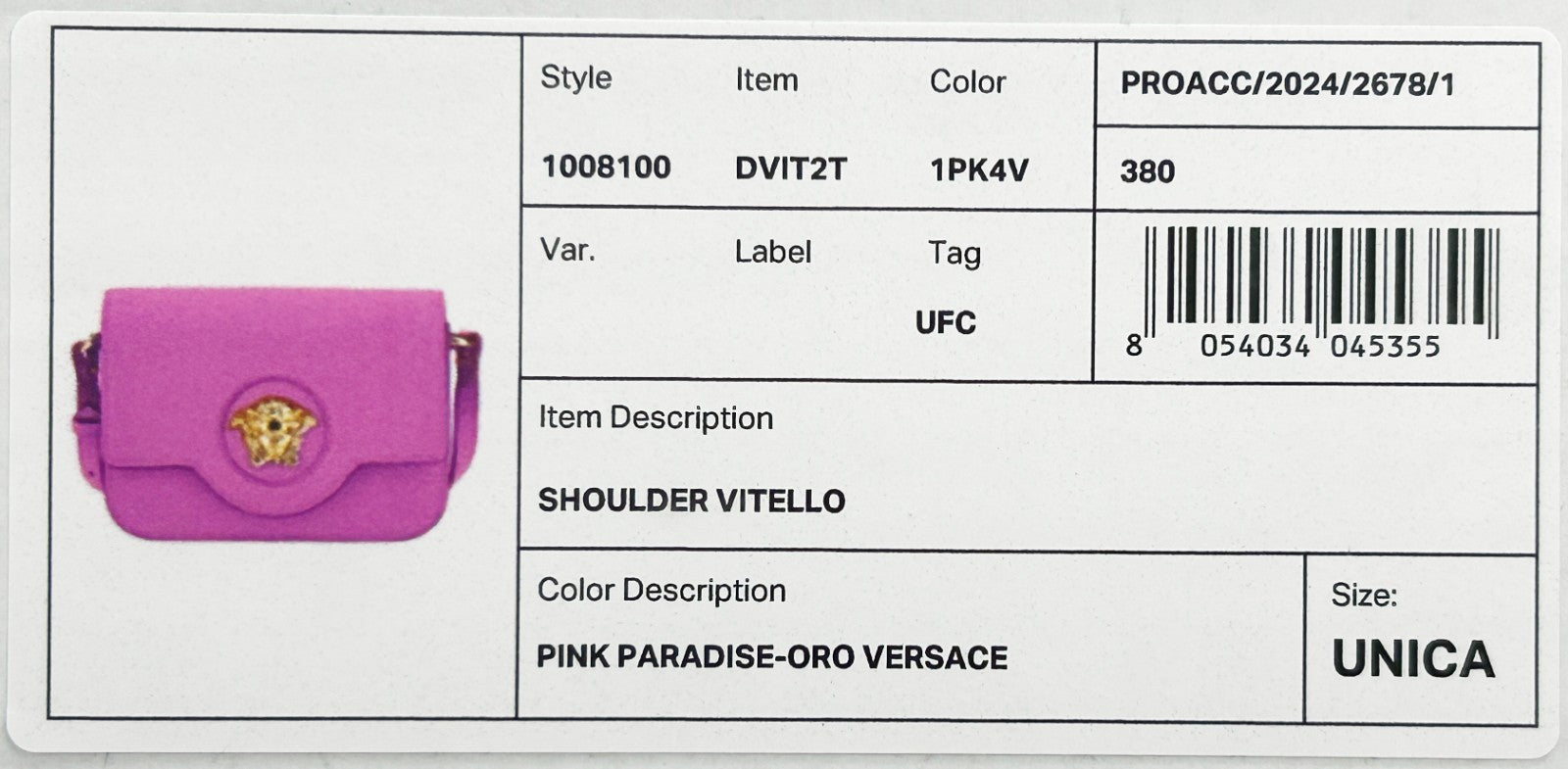 Versace La Medusa Pink Leather Shoulder Crossbody Bag