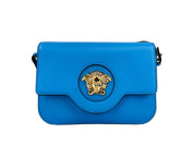 Versace La Medusa Blue Leather Shoulder Crossbody Bag