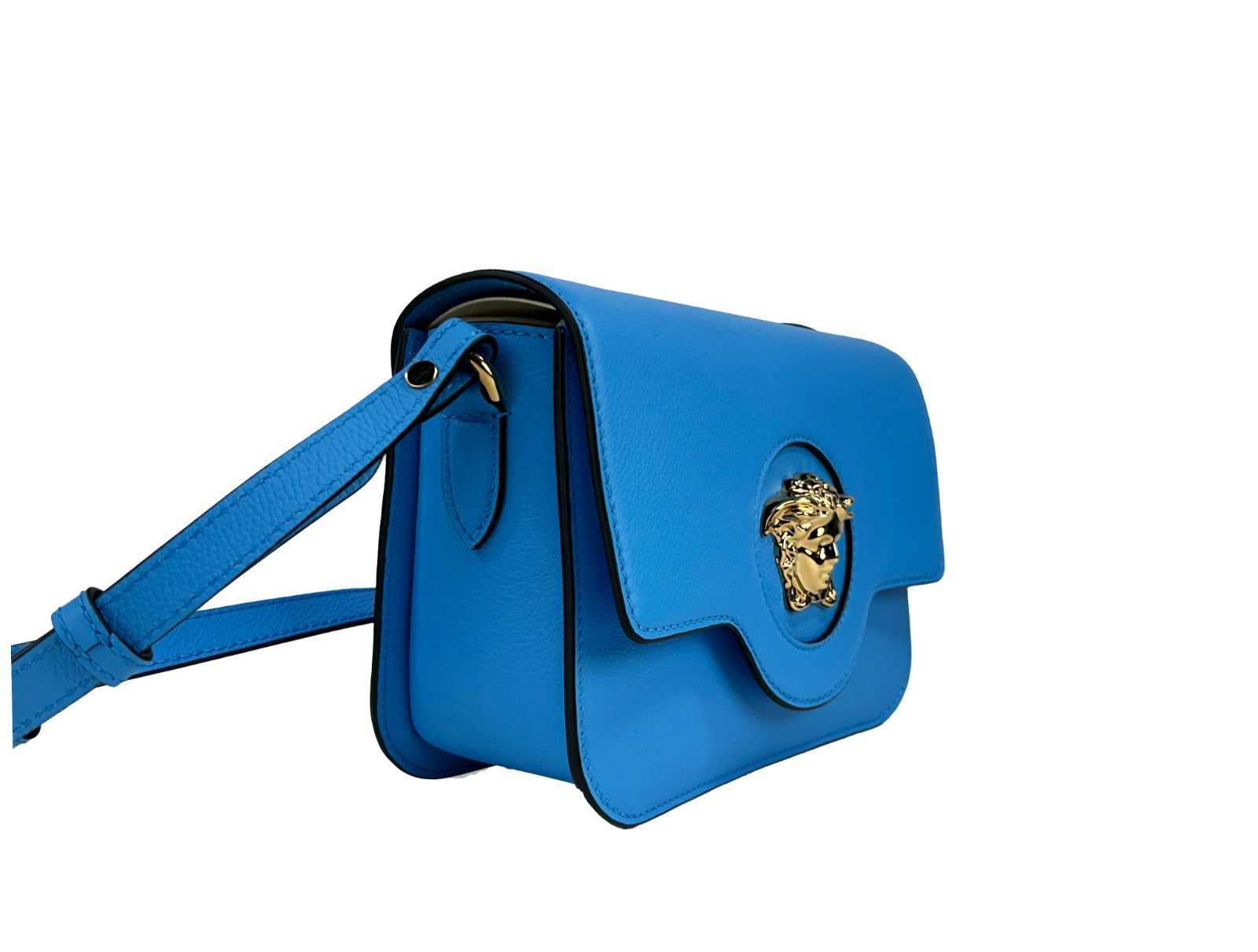 Versace La Medusa Blue Leather Shoulder Crossbody Bag