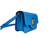 Versace La Medusa Blue Leather Shoulder Crossbody Bag