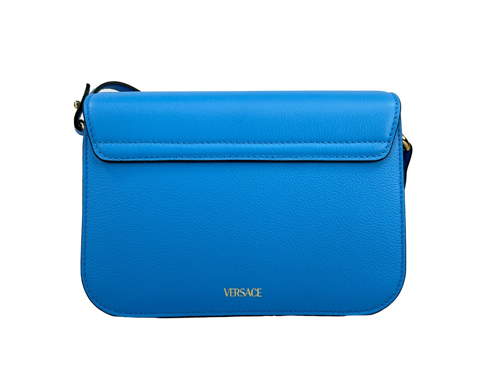 Versace La Medusa Blue Leather Shoulder Crossbody Bag