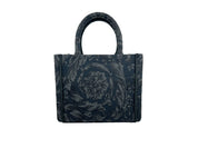 Versace Black Extra Small Athena Shopping Bag in Jacquard and Calf Leather