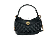 Versace Black Leather Half Moon Chain Crossbody Bag