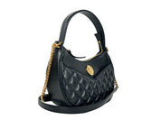 Versace Black Leather Half Moon Chain Crossbody Bag