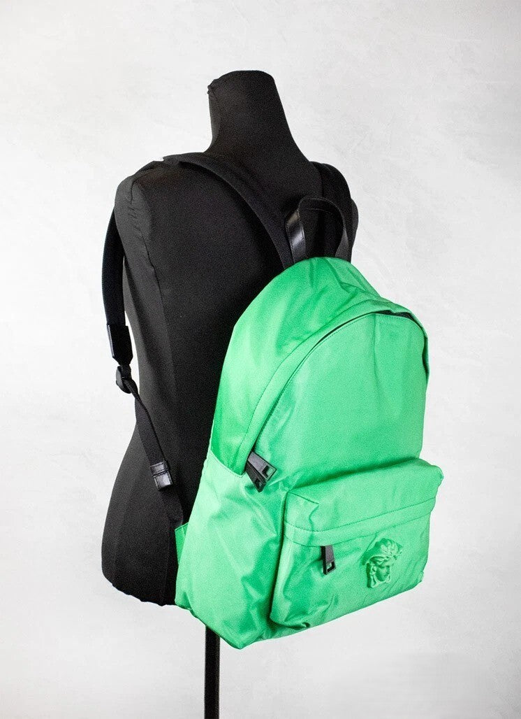 Versace Green Nylon Medusa Shoulder Backpack