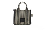 Marc Jacobs The Monogram Beige Mini Tote Woven Jacquard Canvas Crossbody Handbag