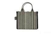 Marc Jacobs The Monogram Beige Mini Tote Woven Jacquard Canvas Crossbody Handbag