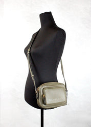 Burberry Small Branded Dark Fern Green Grainy Leather Camera Crossbody Bag
