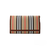 Burberry Hannah Icon Stripe E-Canvas Leather Wallet Crossbody Bag