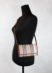 Burberry Hannah Icon Stripe E-Canvas Leather Wallet Crossbody Bag
