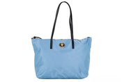 Versace Portuna Medusa Cornflower Blue Nylon Leather Tote Bag