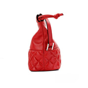 Versace Red Quilted Leather Drawstring Shoulder Bag