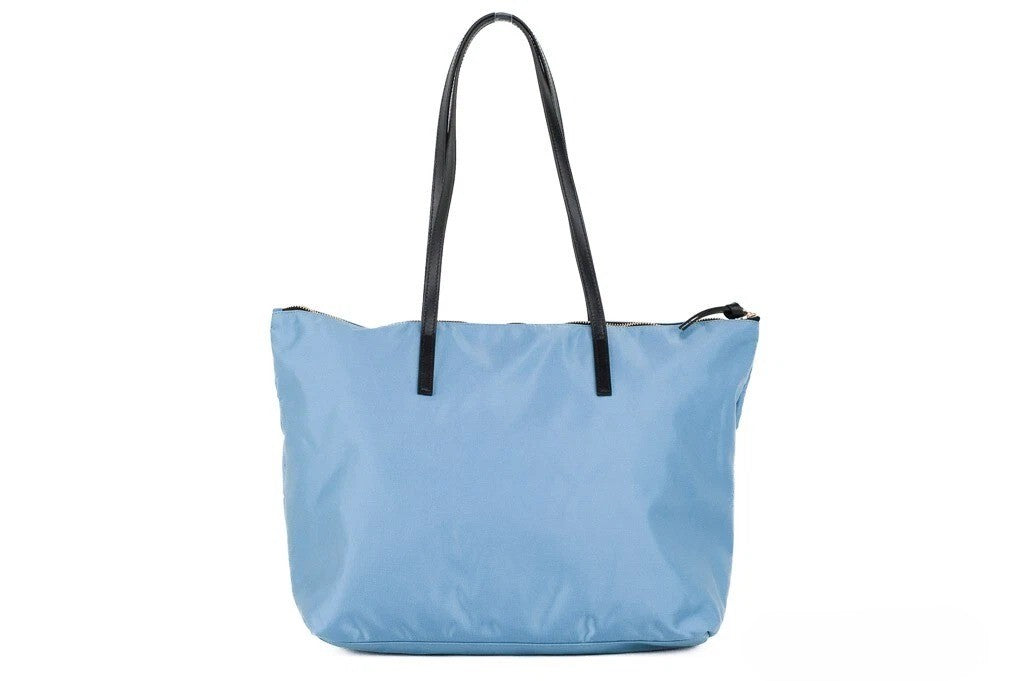 Versace Portuna Medusa Cornflower Blue Nylon Leather Tote Bag