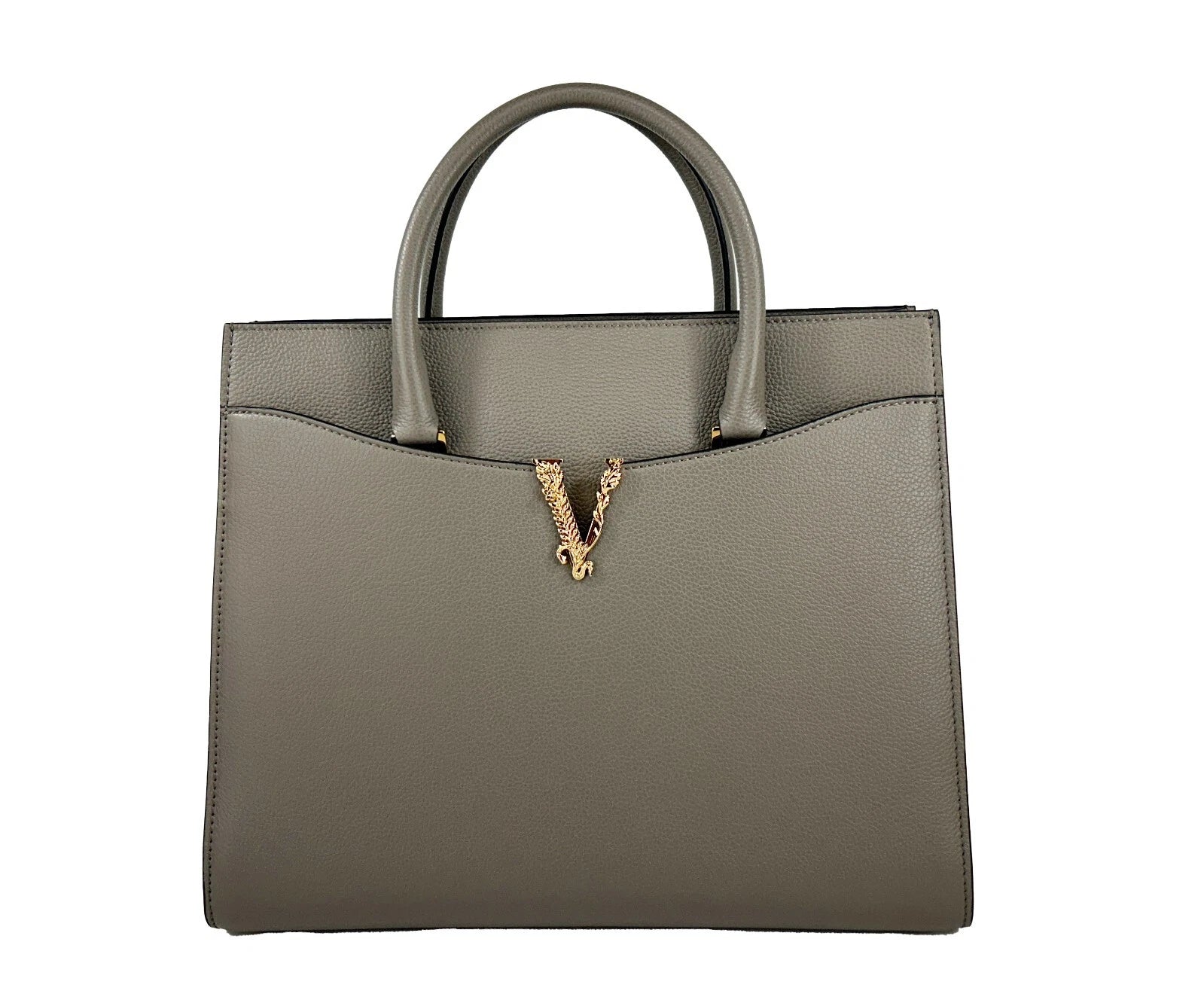 Versace Gray Leather Satchel Bag