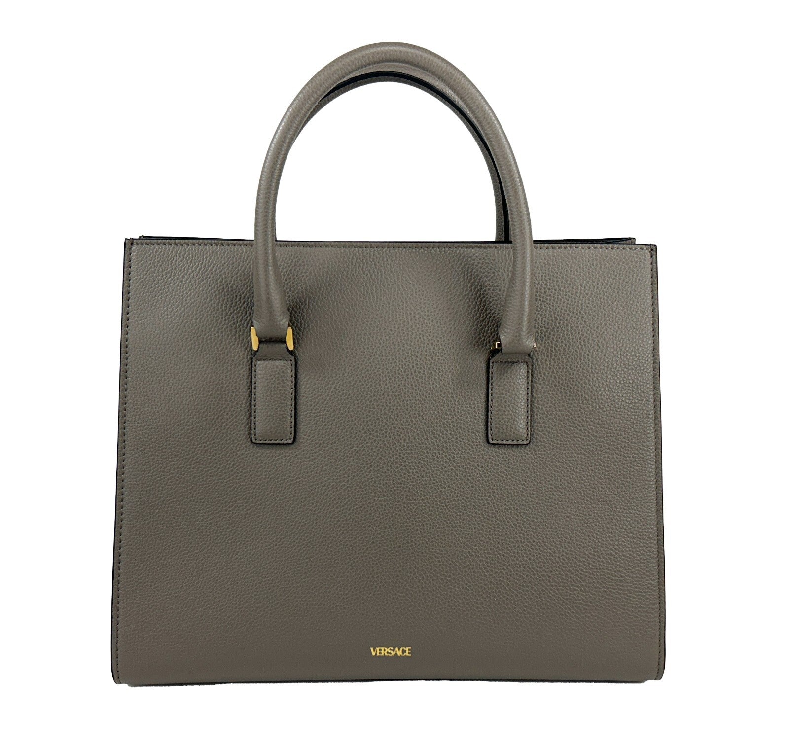 Versace Gray Leather Satchel Bag