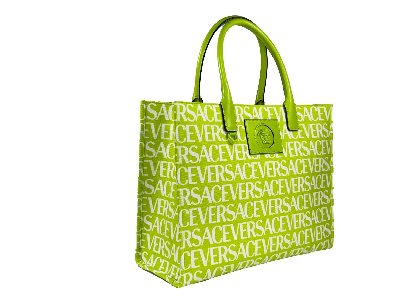 Versace Medusa Large Green Canvas Tote Bag