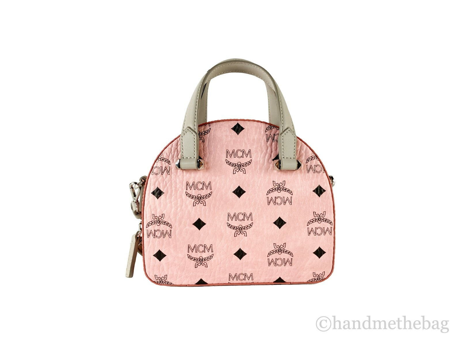 MCM Pink Leather Half Moon Crossbody Bag