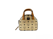 MCM Berlin Gold Leather Half Moon Mini Crossbody Bag