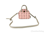 MCM Pink Leather Half Moon Crossbody Bag