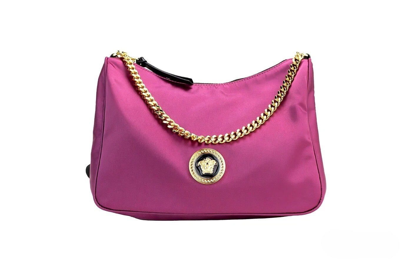 Versace Small Dahlia Medusa Hänge Crossbody Axelremsväska i Nylon