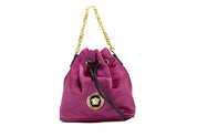 Versace Dahlia Nylon Leather Bucket Chain Crossbody Bag
