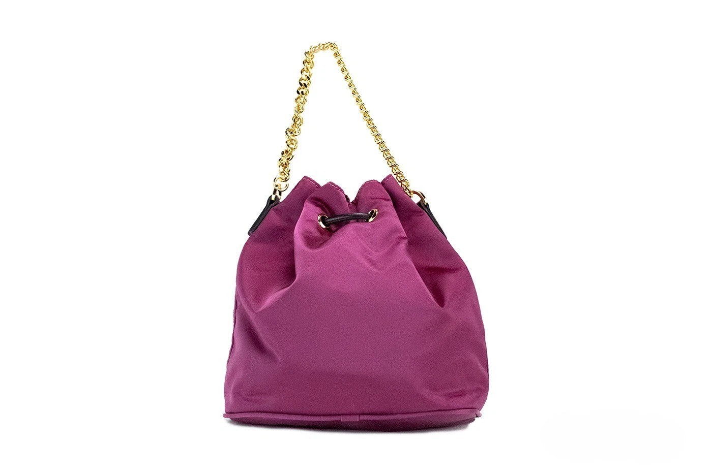 Versace Dahlia Nylon Leather Bucket Chain Crossbody Bag