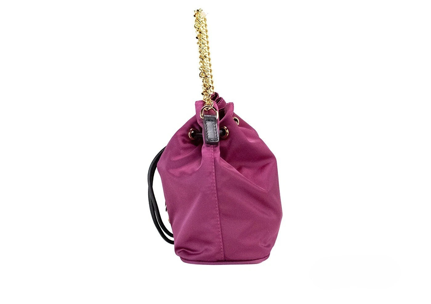 Versace Dahlia Nylon Leather Bucket Chain Crossbody Bag
