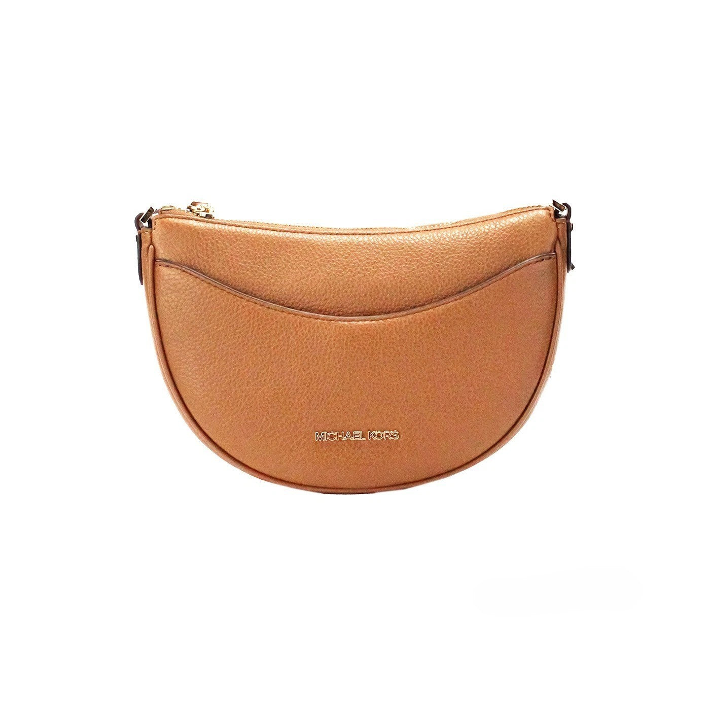 Michael Kors Dover Small Luggage Pebbled Leather Half Moon Crossbody Bag