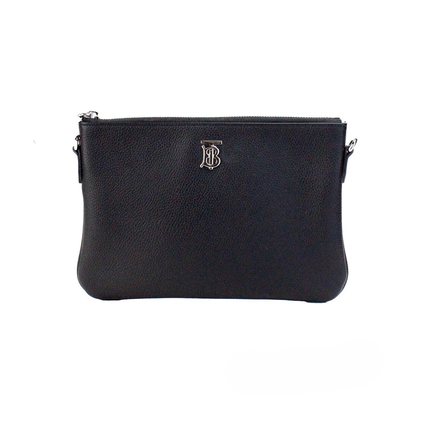 Burberry Black Grainy Leather Pouch Crossbody Bag