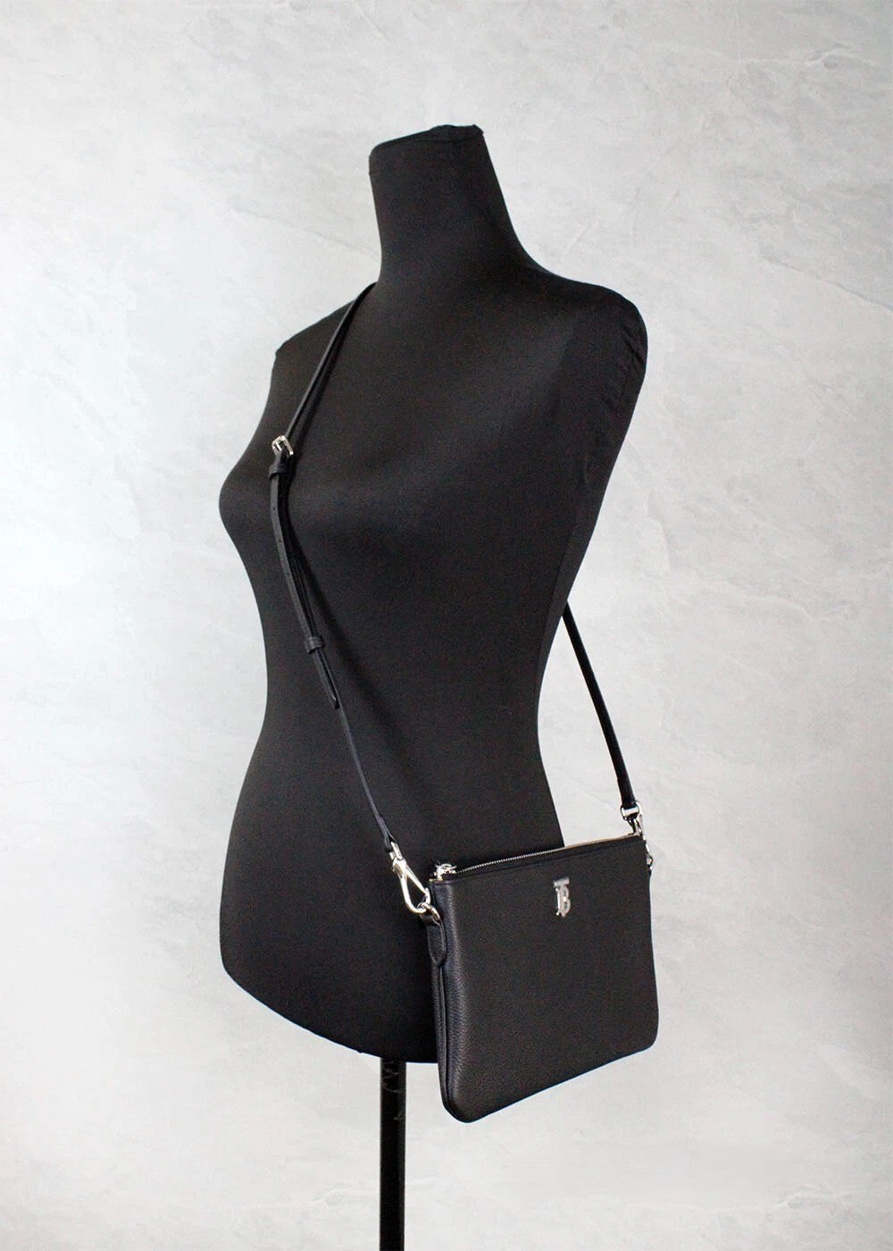 Burberry Black Grainy Leather Pouch Crossbody Bag