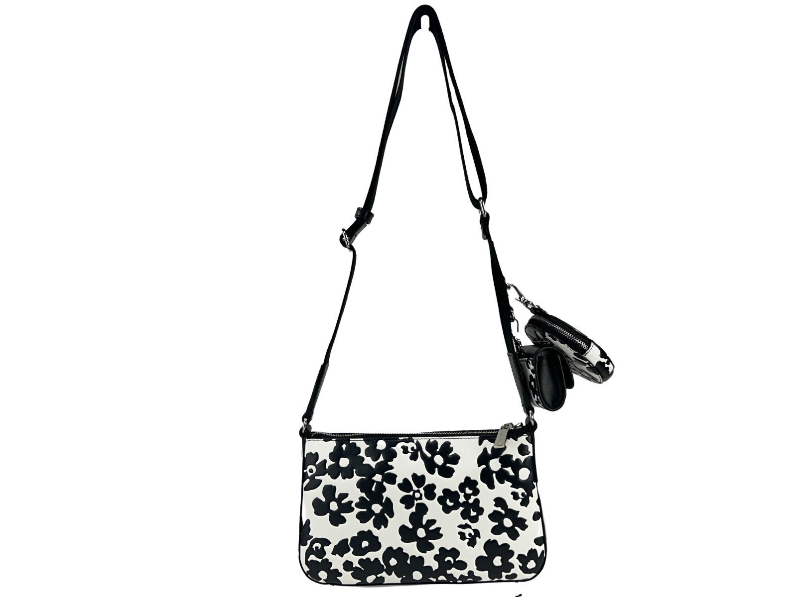 Michael Kors Black Leather Floral Crossbody Tech Bag