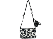 Michael Kors Black Leather Floral Crossbody Tech Bag