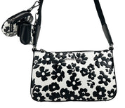 Michael Kors Black Leather Floral Crossbody Tech Bag