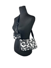 Michael Kors Black Leather Floral Crossbody Tech Bag
