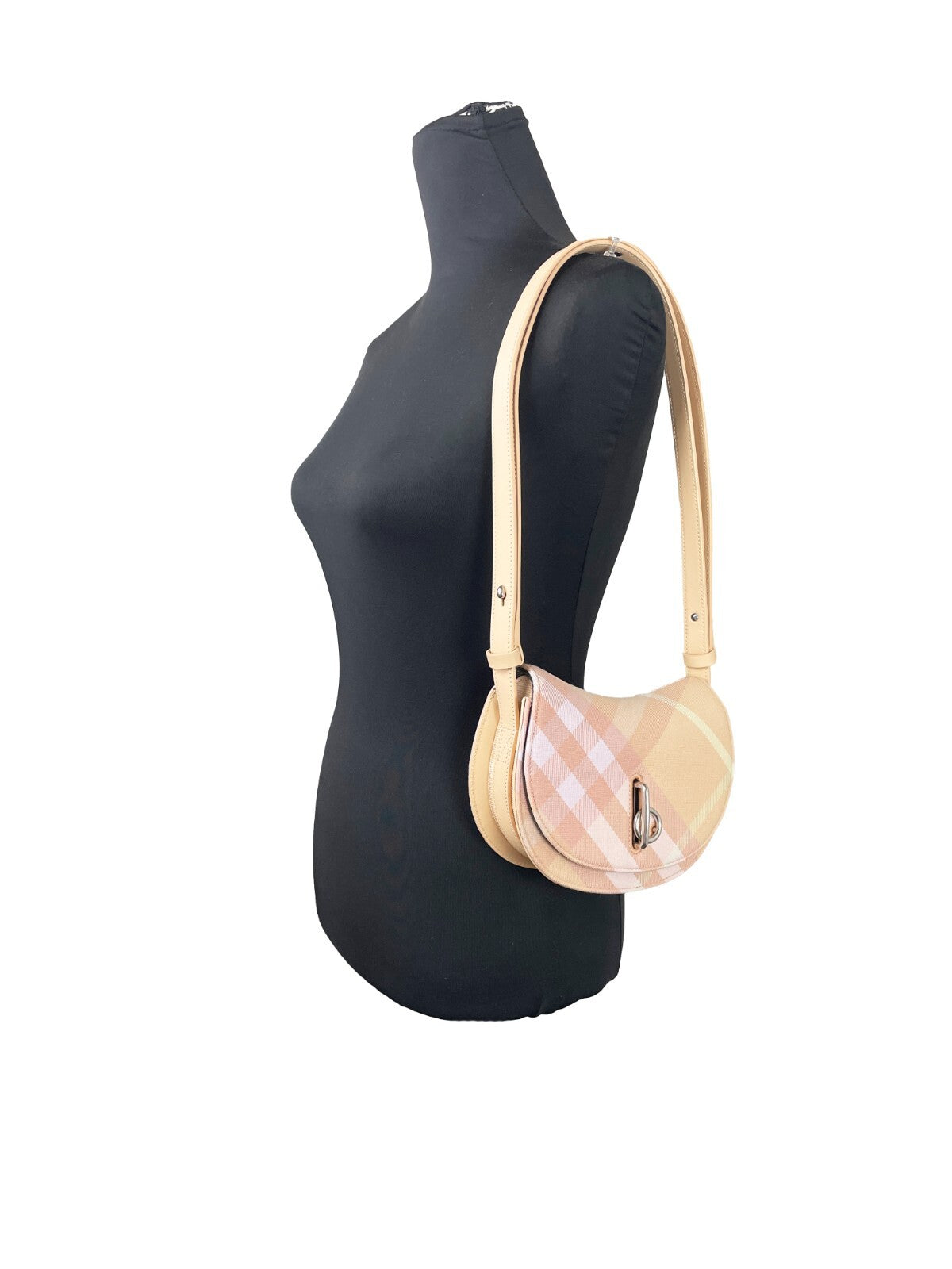 Burberry Mini Check Rocking Horse Peach Crossbody Bag