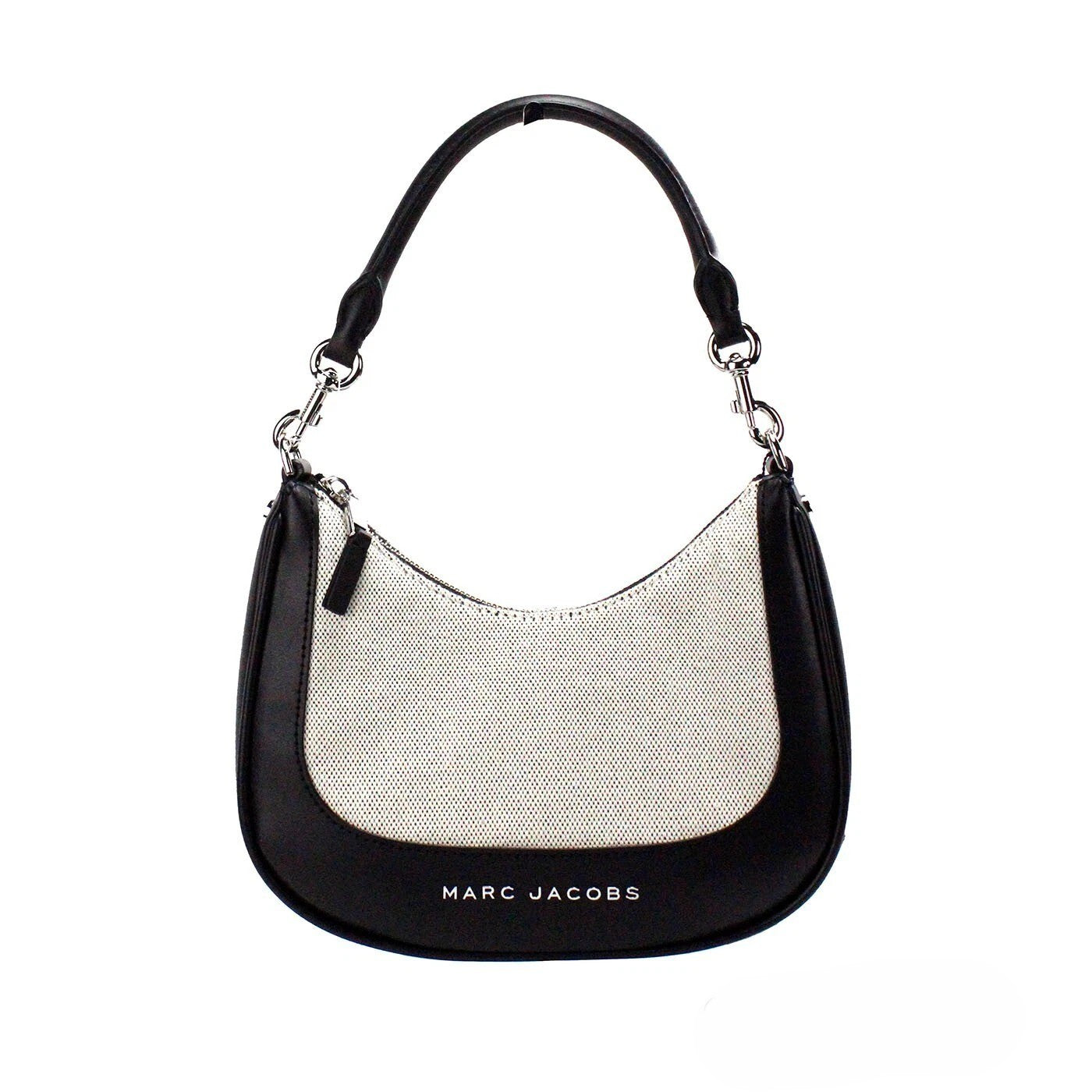 Marc Jacobs Natural Black Canvas Leather Hobo Shoulder Handbag