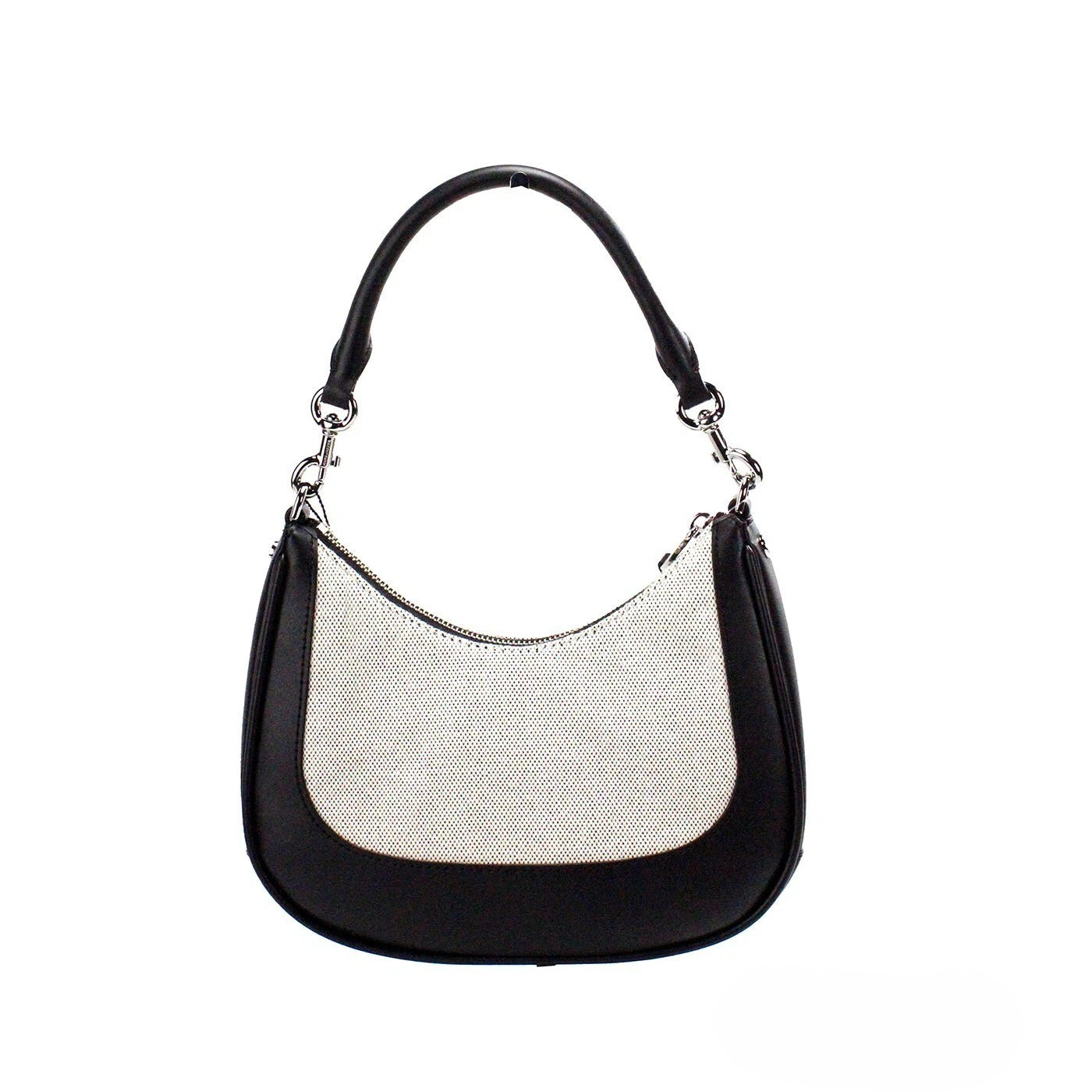 Marc Jacobs Natural Black Canvas Leather Hobo Shoulder Handbag