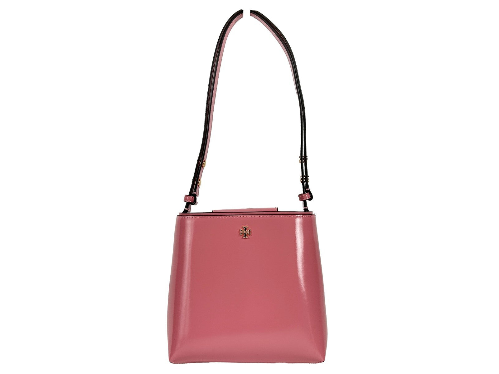 Tory Burch Patent Emerson Small Bucket Bag i rosa