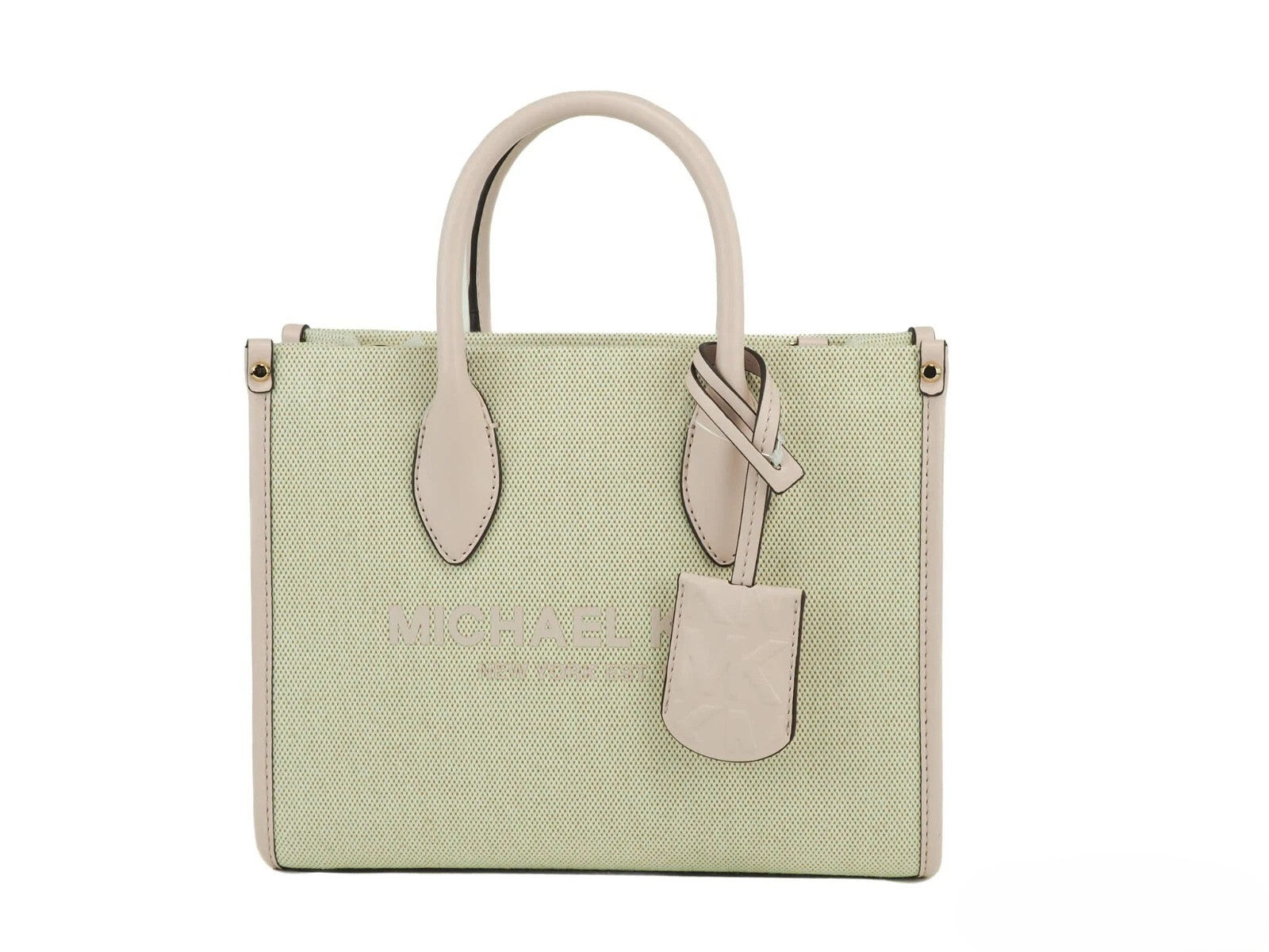 Michael Kors Mirella Powder Blush Canvas Shopper Crossbody Handbag