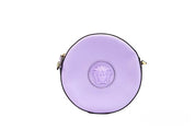 Versace Lilac Pebbled Leather Camera Case Crossbody Bag