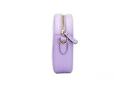 Versace Lilac Pebbled Leather Camera Case Crossbody Bag