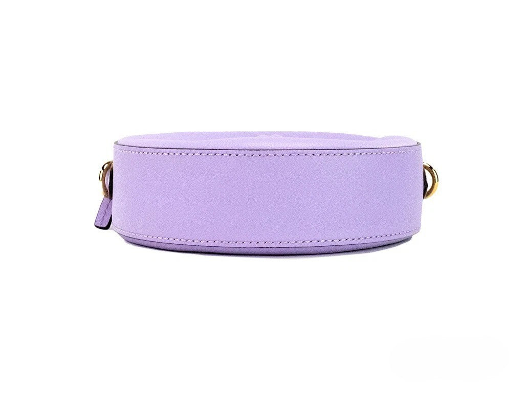 Versace Lilac Pebbled Leather Camera Case Crossbody Bag