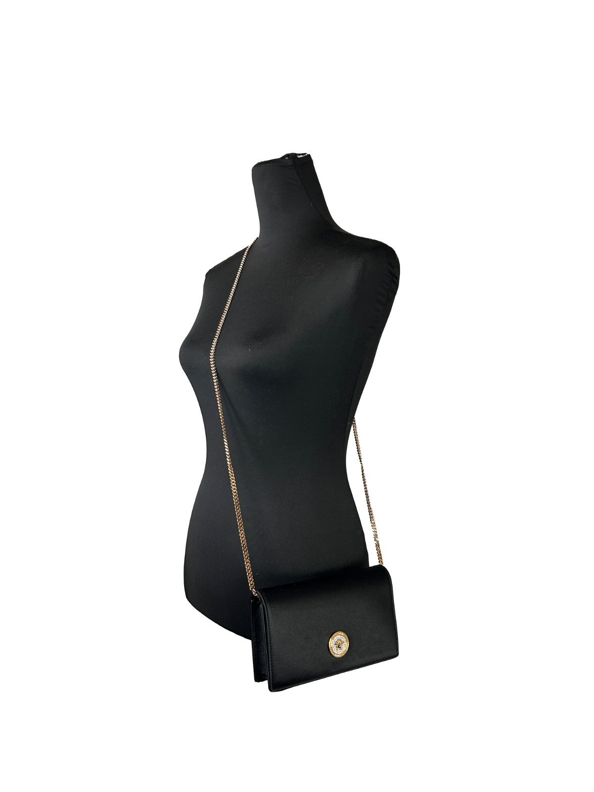 Versace Black Mini Chain Wallet Crossbody Bag