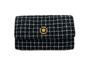 Versace Black Fabric Wallet On A Chain Crossbody Bag